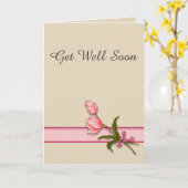 Gute Wünsche mit rosa Tulpen und Ribbon Karte (Gelbe Blume)