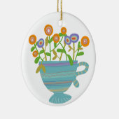 Gute Wünsche und schöne Blüten Keramik Ornament (Rechts)