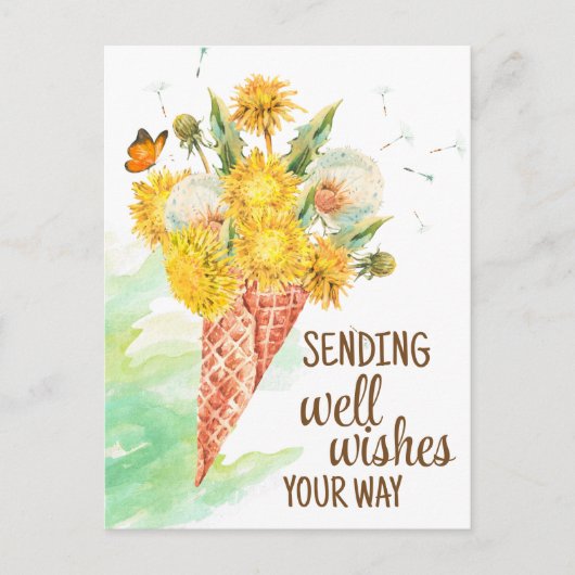 Gute Wünsche von Dandelion Postkarte (Vorderseite)