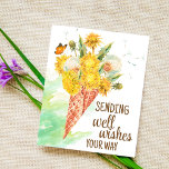 Gute Wünsche von Dandelion Postkarte<br><div class="desc">Dandelion wünscht sich,  an Ihre Postkartenvorlage zu denken. Ein Haufen blühender Kronleuchter,  Puffbälle aus Löwenzahn,  ein kleiner Schmetterling in einem Waffelkegel aus Eis.</div>