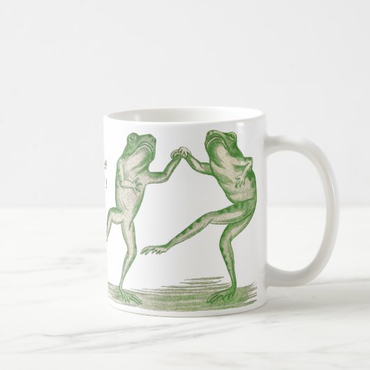 Gute-Zeit-Frösche tanzen Vintage Kaffeetasse (Rechts)