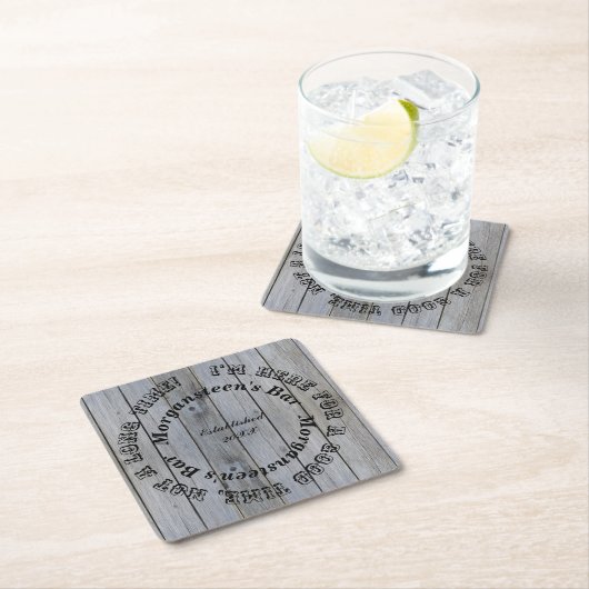 Gute Zeit, Holz aussehen Bar oder Mann Höhle Name Rechteckiger Pappuntersetzer (Vor Ort)