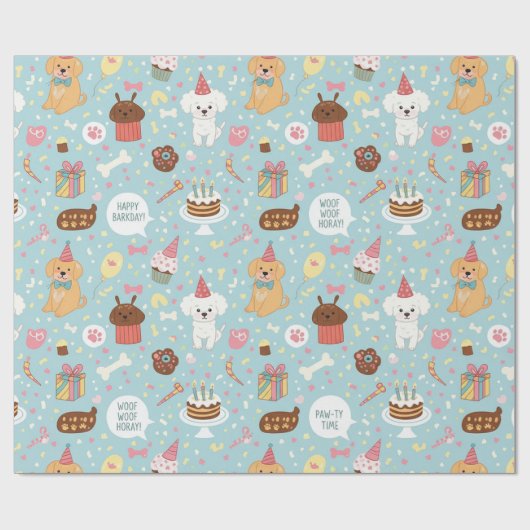 Gute Zeit! Hund Birthday Geschenkpapier (Flach)