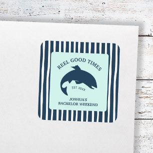 Gute Zeiten für die Fischer-Bachelor-Partei Quadratischer Aufkleber