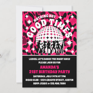 Gute Zeiten Rosa Leopard Print Geburtstagsparty Einladung