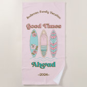 Gute Zeiten vor Surfboard Familie Beach Urlaub Strandtuch (Vorderseite)