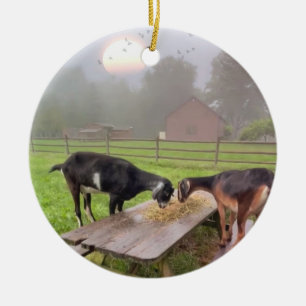 Gute Ziegen bei Sonnenuntergang Keramik Ornament