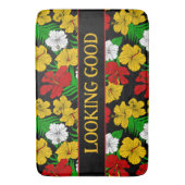 Gute Zitate tropische Blume schwarz aussehen Badematte (Vorderseite Vertikal)