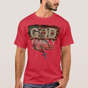 Gütefamilie Land USA Fahne Patriotische Christlich T-Shirt