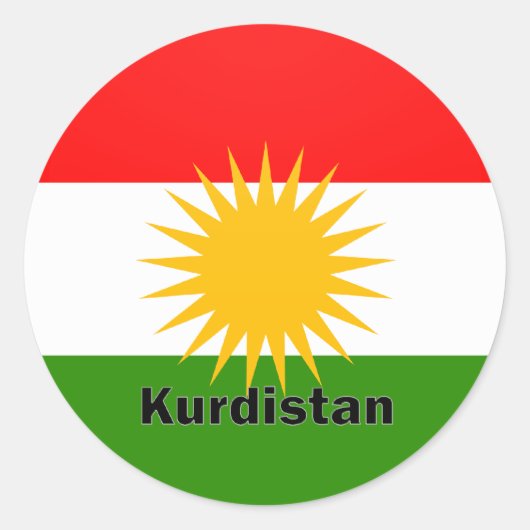 Güteflagge Kurdistan Roundel Runder Aufkleber (Vorderseite)