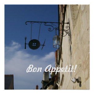 Guten Appetit! Besteck Café-Schild in Frankreich Poster