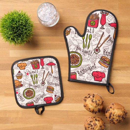 Guten Appetit Ofenhandschuh & Topflappen-Set (Oben Unten)