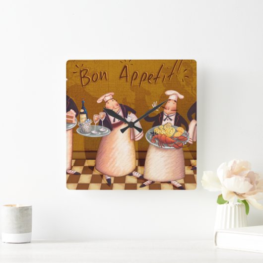Guten Appetit Quadratische Wanduhr (Zuhause)