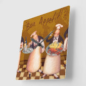 Guten Appetit Quadratische Wanduhr (Winkel)