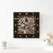 Guten Hirten John 10:7 Glorious Shepherd Quadratische Wanduhr (Zuhause)