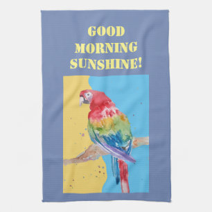 Guten Morgen Aquarell Roter Ara Küchenhandtuch Geschirrtuch