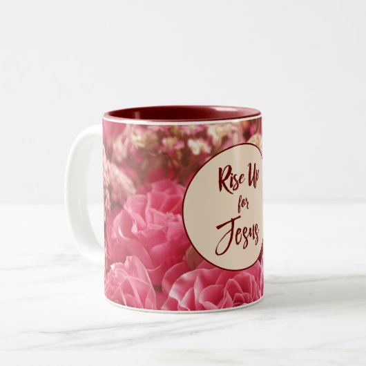 Guten Morgen; Aufstehen für Jesus Zitat Zweifarbige Tasse (Vorderseite Links)