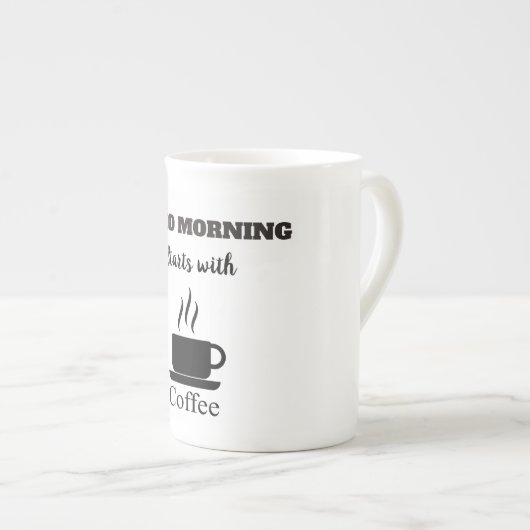 Guten Morgen beginnt mit einer Kaffee-Knochen-Chin Porzellantasse (Vorderseite Rechts)