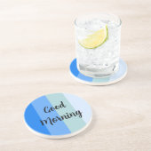 Guten Morgen blau gestreift Getränkeuntersetzer (Seite)