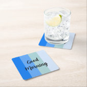 Guten Morgen blau gestreift Rechteckiger Pappuntersetzer (Vor Ort)