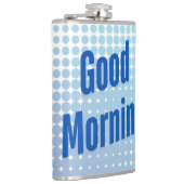 Guten Morgen Blaue Punkte Flachmann (Rechts)
