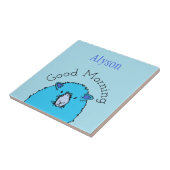 Guten Morgen, blaue Schafe, niedlich und personali Fliese (Seite)