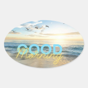 Guten Morgen blauer Himmel Ovaler Aufkleber