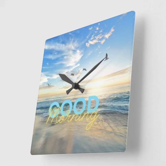 Guten Morgen blauer Himmel Quadratische Wanduhr (Winkel)