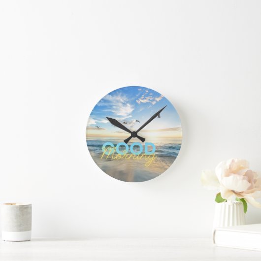 Guten Morgen blauer Himmel Runde Wanduhr (Zuhause)