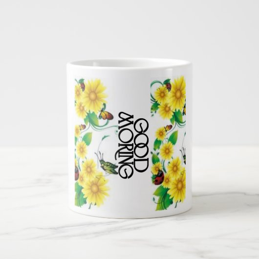 Guten Morgen Blumengrüße Jumbo-Tasse (Vorderseite)
