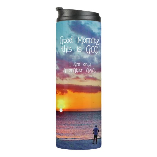 Guten Morgen, das ist der heiße Tumbler Thermosbecher (Nach rechts gedreht)