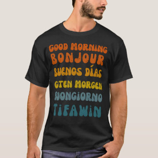 Guten Morgen, das Retro-Mehrsprachige-Shirt T-Shirt