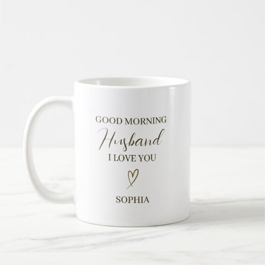Guten Morgen Ehemann Personalisiertes Romantisches Kaffeetasse (Links)
