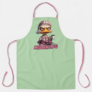 Guten Morgen Grumpy Duck mit Kaffee und Pyjama Schürze