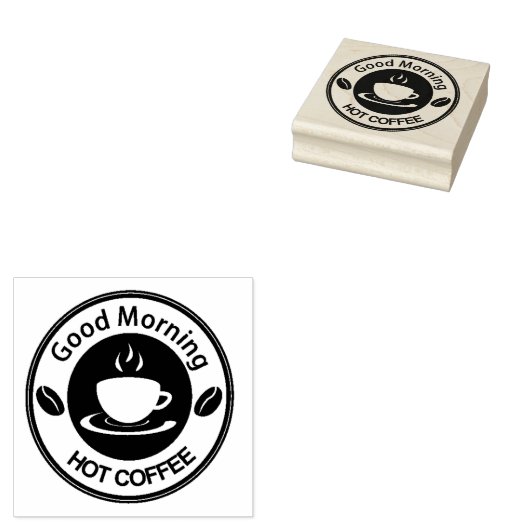 Guten Morgen heißer Kaffee Gummistempel (Stempel)