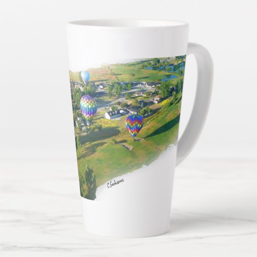 Guten Morgen Heißluftballons Latte Tasse in Farbe (Rechte Ecke)