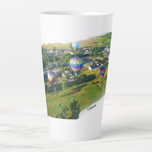 Guten Morgen Heißluftballons Latte Tasse in Farbe (Vorderseite)