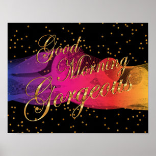 Guten Morgen herrlich auf schwarz Poster