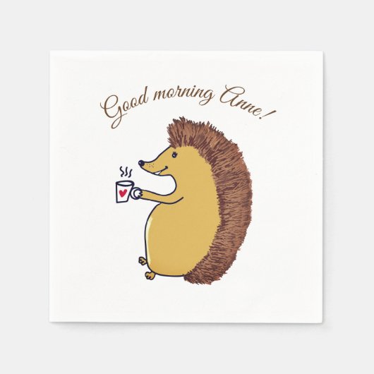 Guten Morgen, Igel Papier Napkins Serviette (Vorderseite)