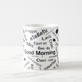 Guten Morgen in allen Sprachen des Wortes Kaffeetasse