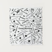 Guten Morgen in allen Sprachen des Wortes Wandteppich (Vorderseite)