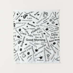 Guten Morgen in allen Sprachen des Wortes Wandteppich
