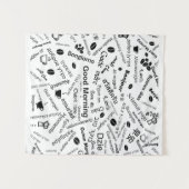 Guten Morgen in allen Sprachen des Wortes Wandteppich (Vorderseite (Horizontal))