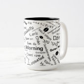 Guten Morgen in allen Sprachen des Wortes Zweifarbige Tasse (VorderseiteRechts)