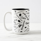 Guten Morgen in allen Sprachen des Wortes Zweifarbige Tasse (Links)