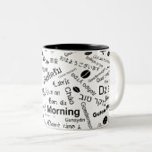Guten Morgen in allen Sprachen des Wortes Zweifarbige Tasse (VorderseiteRechts)
