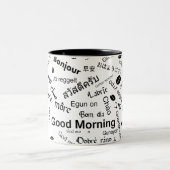 Guten Morgen in allen Sprachen des Wortes Zweifarbige Tasse (Mittel)