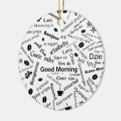 Guten Morgen in allen Sprachen Keramik Ornament (Links)