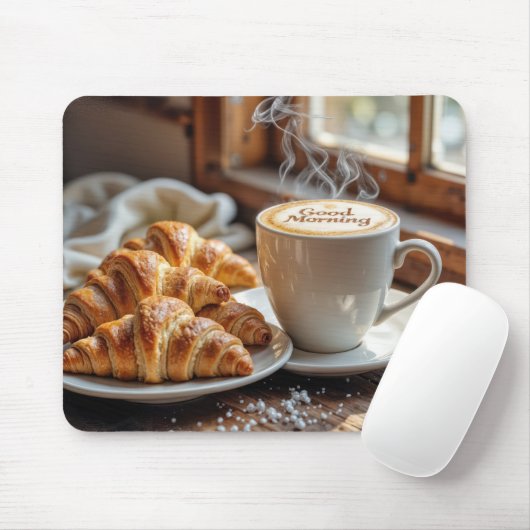 Guten Morgen Kaffee mit Croissants Mousepad (Mit Mouse)