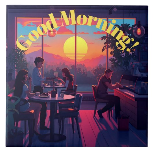 Guten Morgen Kaffeehaus Fliese (Vorderseite)